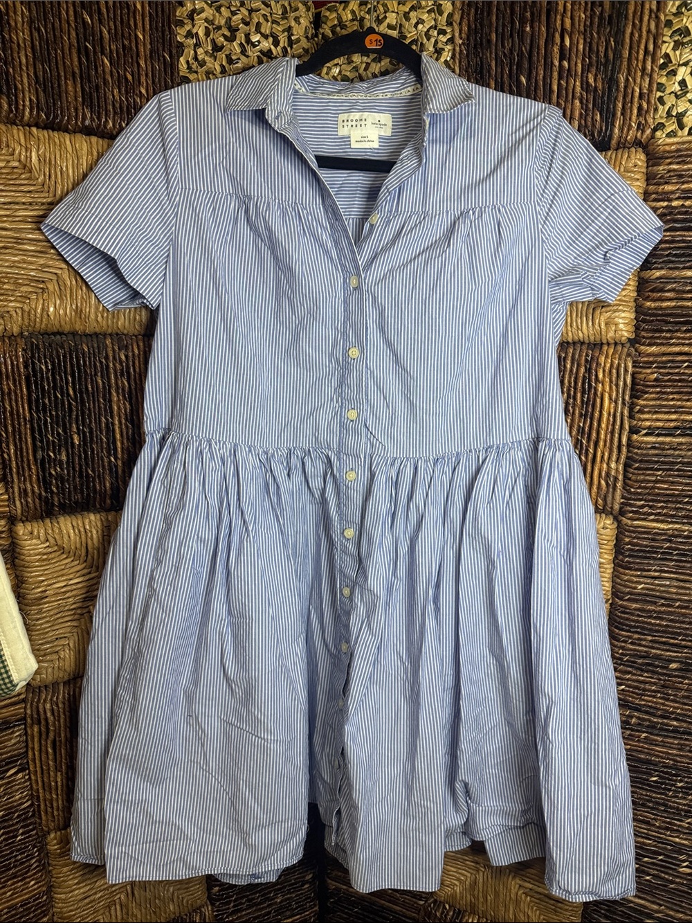 kate spade Blue & White Striped Button-Front Midi Dress